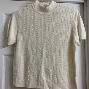 Draper's & Damon's Petites Women's Ivory Color Beaded Sweater Size PL